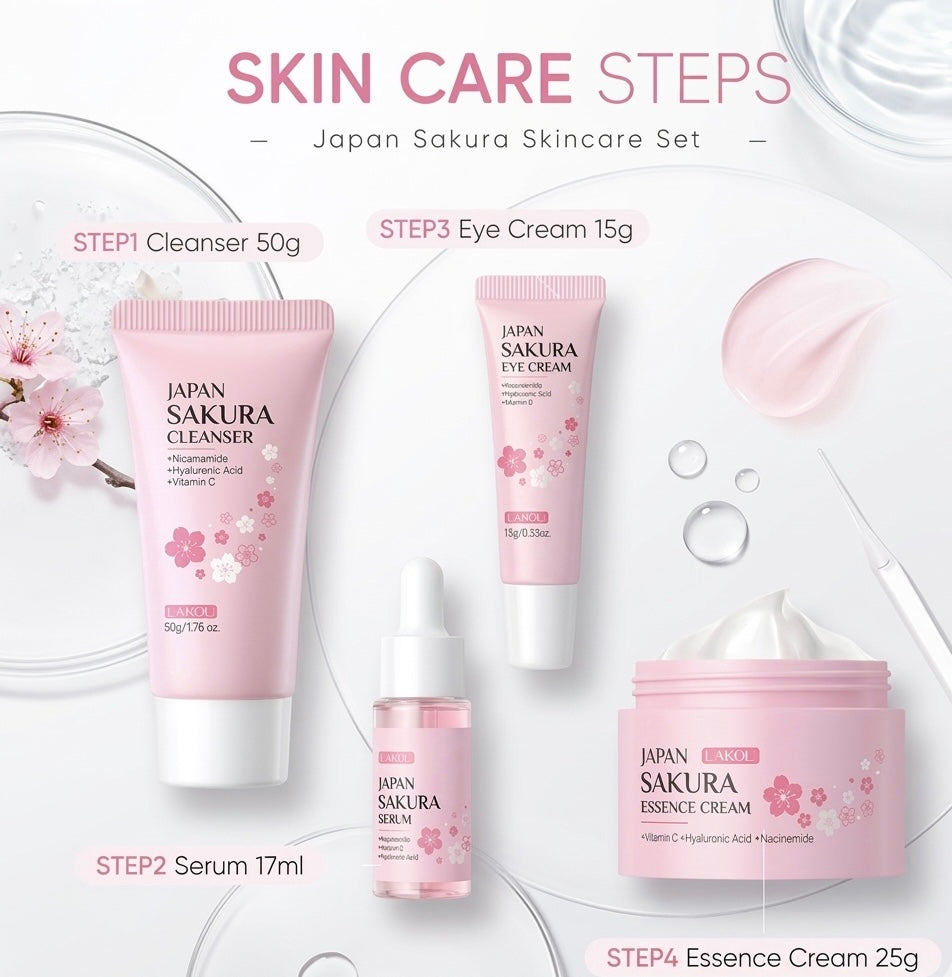 Bright & Radiant Skin Kit 🌸✨ 4-Step Sakura Routine for Smooth, Glowing Skin
